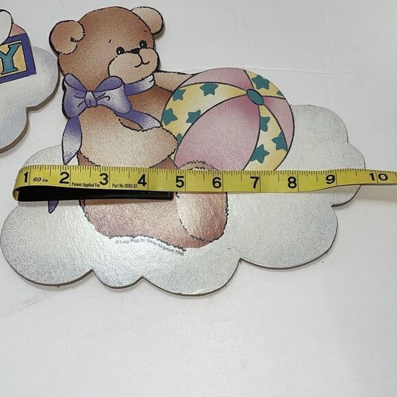 Vintage 1995 Daisy Kingdom Baby 3pc pressed cardboard nursery wall hangings - Picture 7 of 8